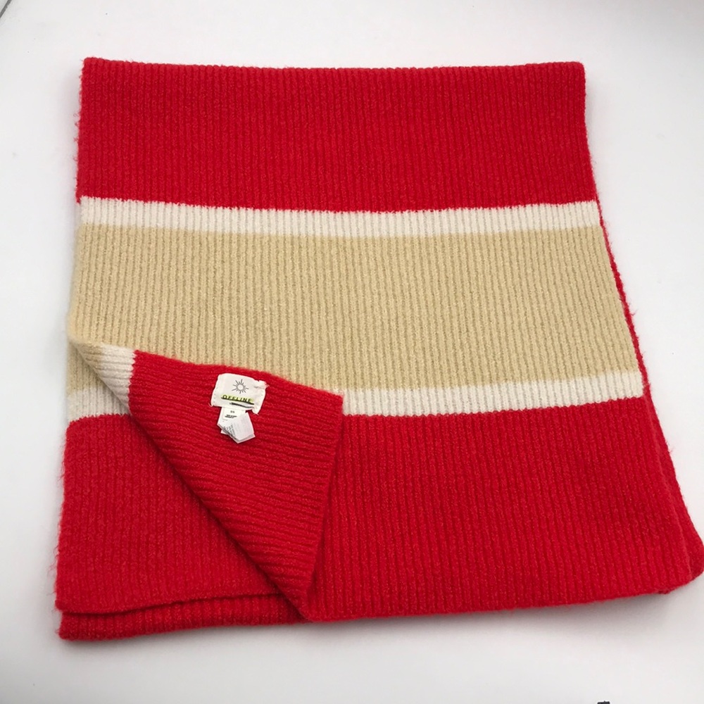 NWOT Aerie Offline Red Tan Ribbed Scarf